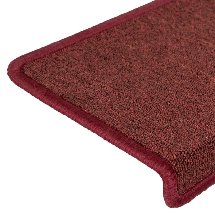 Tappetini per scale 15 pz 65x21x4 cm Bordeaux bordo rettangolare 326199