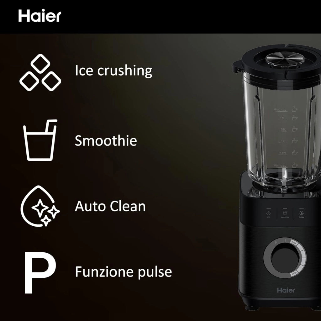 Frullatore I-Master Serie 5, Funzione Ice Crush, Smoothie, 5 velocità variabili, pulizia automatica, caraffa in vetro da 1,7 L, Personal Jug 0,6 1200 W [Nero]
