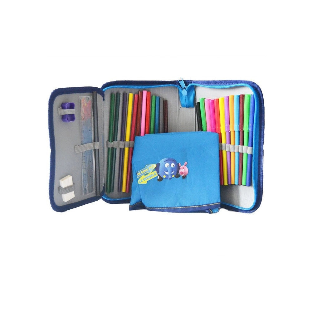 Trade Shop - Astuccio In Giro Per La Giungla Jungle Junction Con Accessori Scuola -