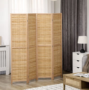 Paravento pieghevole a 4 pannelli 160 x 170 cm in bambù naturale