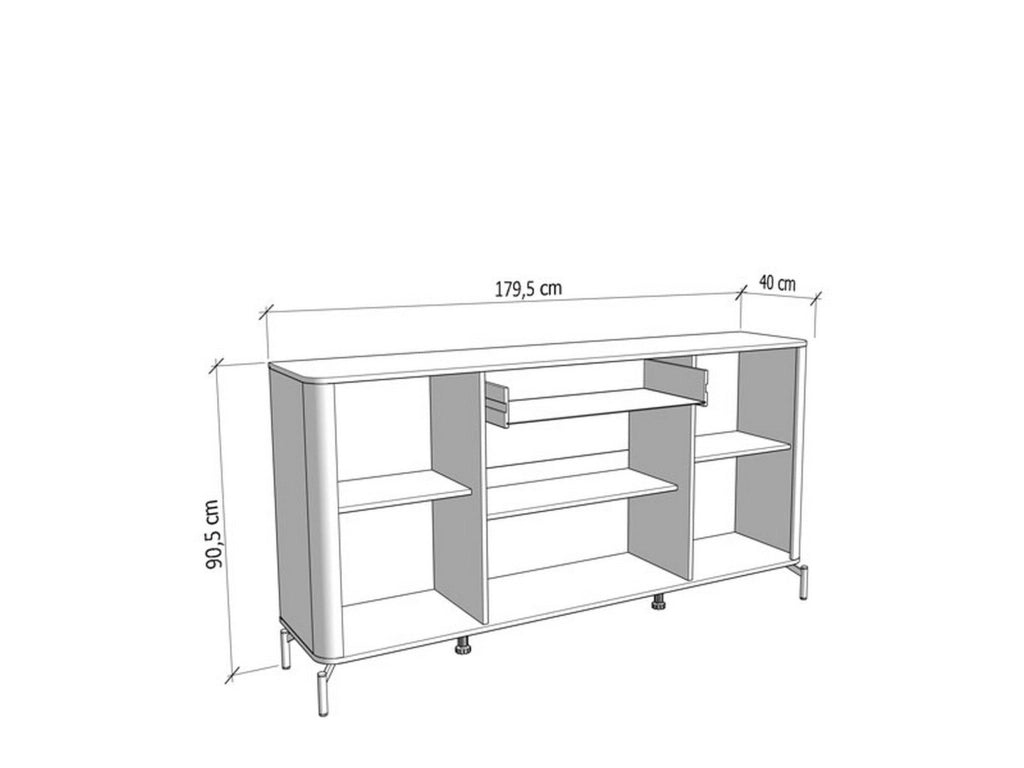 Madia Illorai, Credenza 3 Ripiani, 179.5x40x90.5h cm Bianco Crema