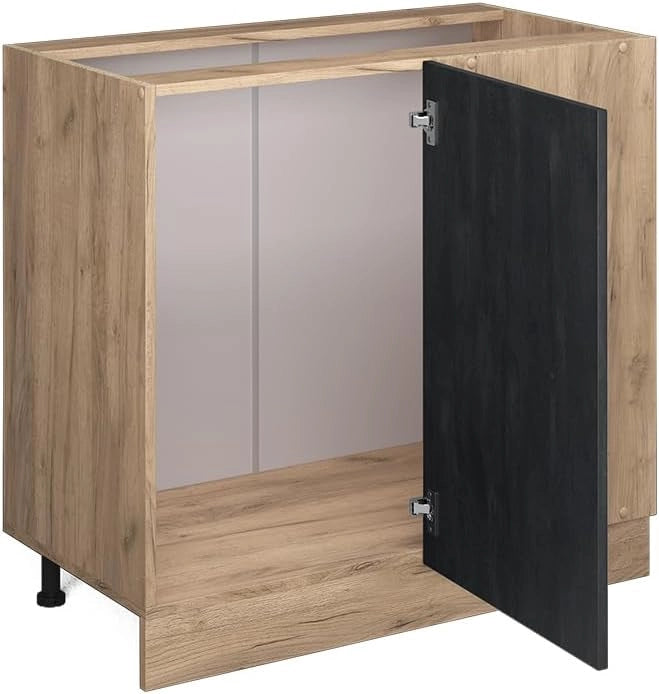 Mobile ad angolo cucina R-Line, Calcestruzzo nero, 86 cm, PL Antracite, per la libera combinazione all'interno di sistemi cucina modulari