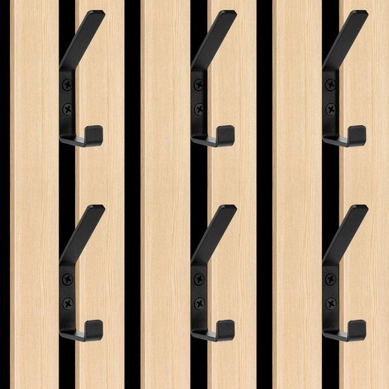 Pannelli Acustici - 6 Pezzi - Pannelli Per Parete - Due Ganci per Abiti - Ganci per Abiti - Nero - Materiali di Alta Qualità - Ganci per Parete