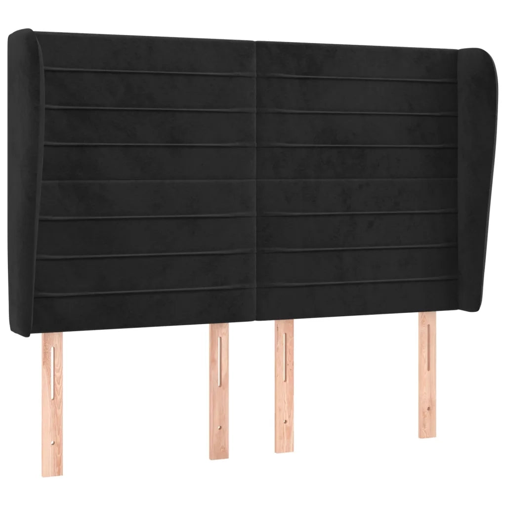 Testiera | Testata ad Orecchio Nera 147 x 23 x 118/128 cm in Velluto