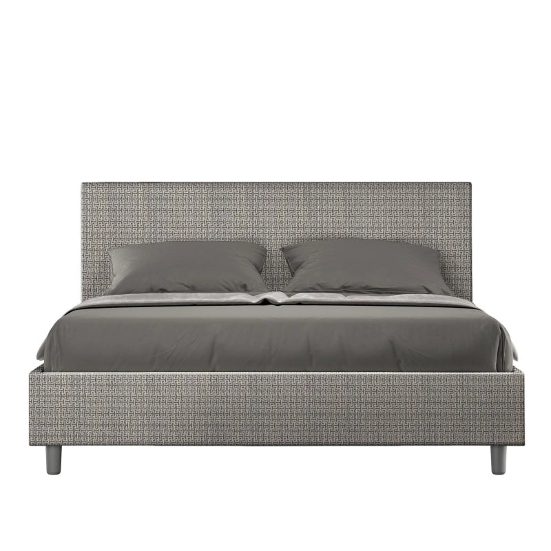 Letto imbottito Matrimoniale 160x190 cm tessuto Labirinto Adele - Senza rete,Grigio