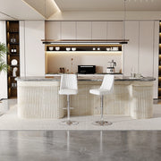 Sgabello da bar set da 2 girevole a 360° regolabile in altezza con schienale in pu e base in metallo bianco e argento