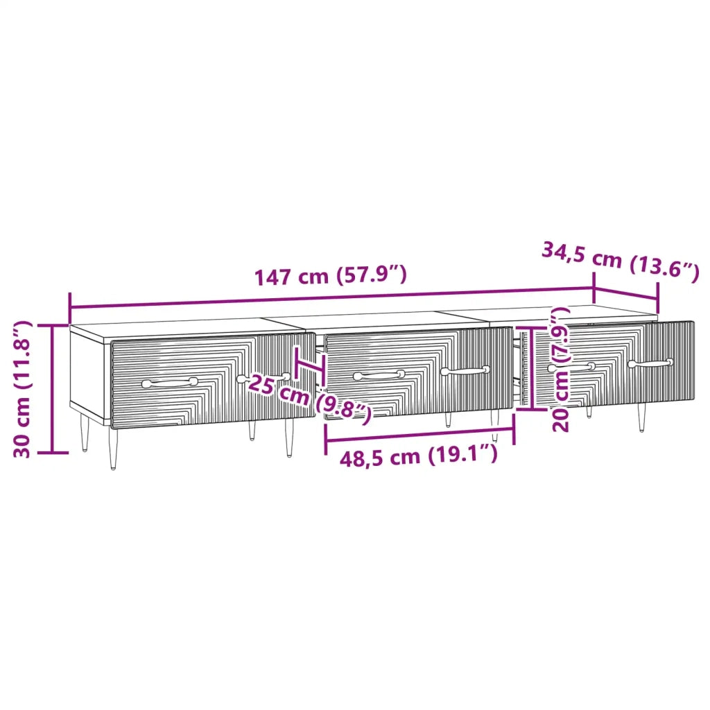 Mobile TV Nero 147 x 34,5 x 30 cm Legno ingegnerizzato 894936