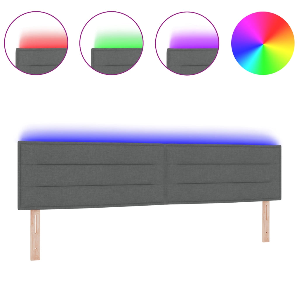 Testiera LED Design Linee Grigio Scuro 200 cm Tessuto