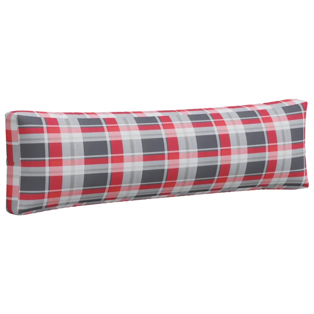 Cuscini per Pallet 2 pz a Quadri Rossi in Tessuto 360935