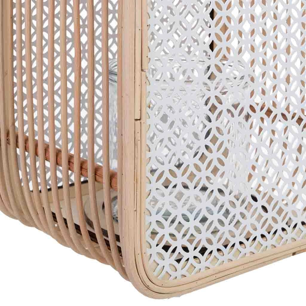 Lanterna in rattan e metallo con vetro 24x19x28h cm