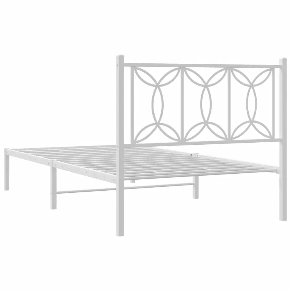 Letto singolo | Letto per adulti | Giroletto con Testiera Metallo Bianco 100x190 cm