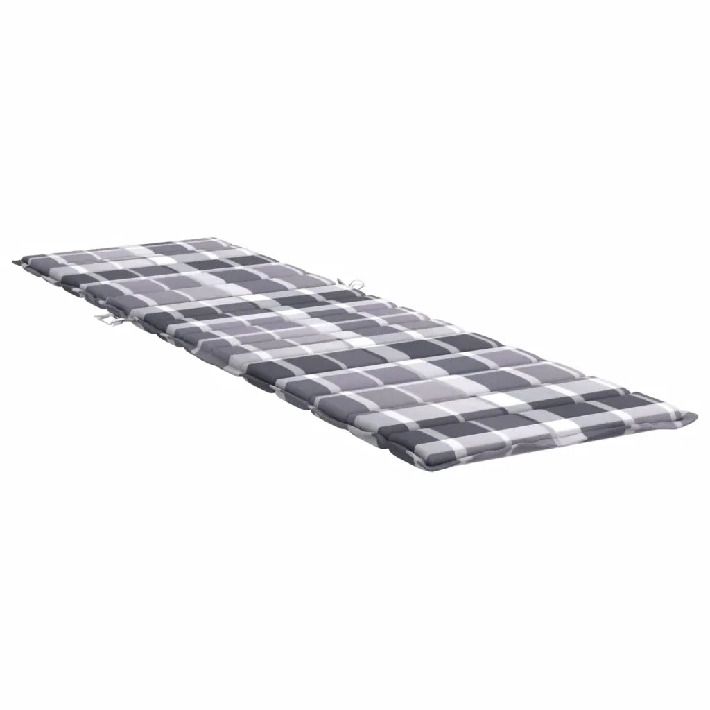 Cuscino per Lettino a Quadri Grigi 200x60x3 cm Tessuto Oxford 314217