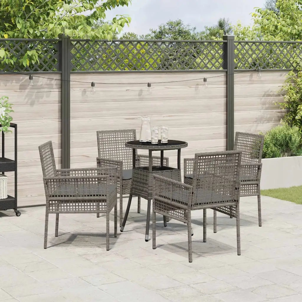 Set da Pranzo per Giardino 5 pz | Set Salotto da Giardino Grigio polyrattan