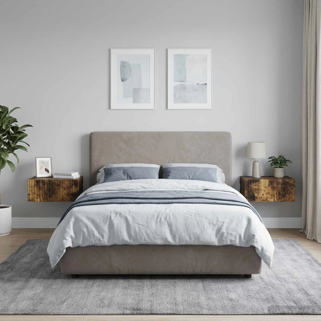 Mobiletto da notte a muro 2 pcs Rovere Fumo 49 x 34,5 x 20 cm 898456