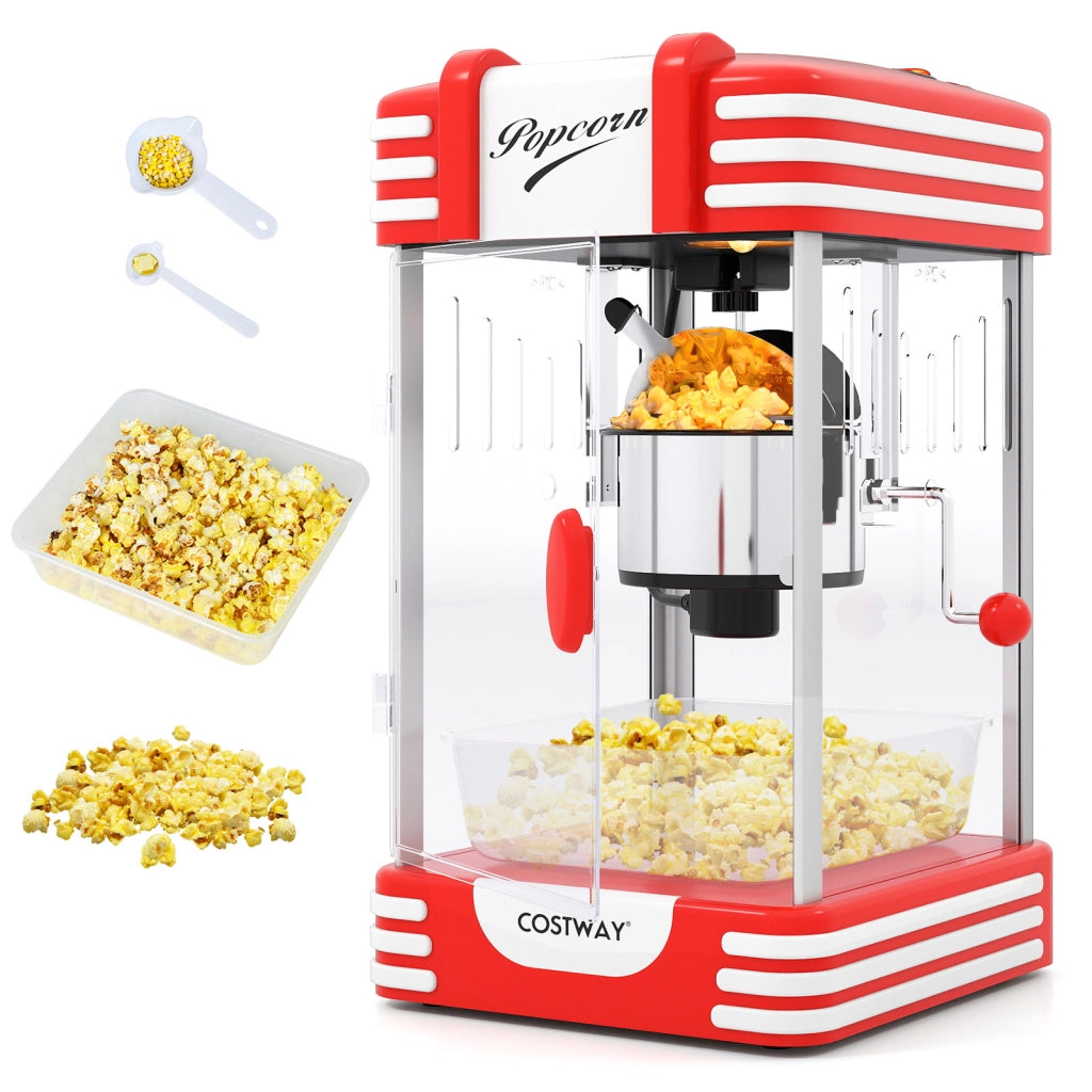Macchina per pop corn per la casa con contenitore in acciaio inossidabile e cucchiai per chicchi e olio, Macchina per fare i pop corn in 3-5 minuti