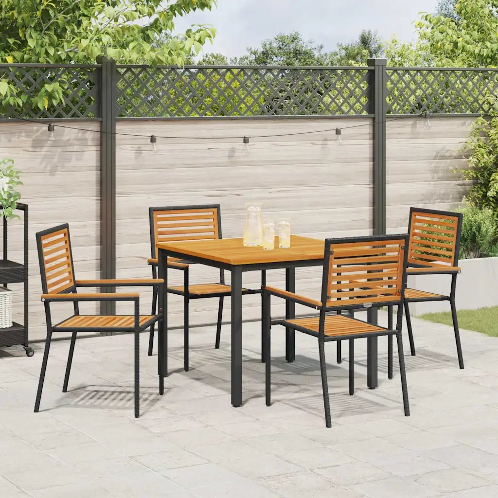 Set da Pranzo per Giardino 5 pcs Nero e Marrone polyrattan