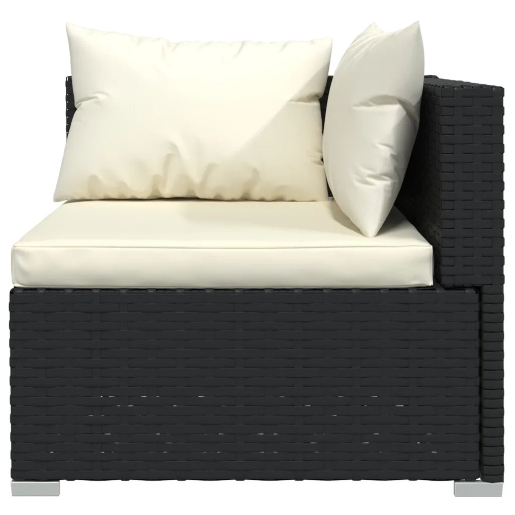 Divano a 3 Posti con Cuscini Nero in Polyrattan cod mxl 35477