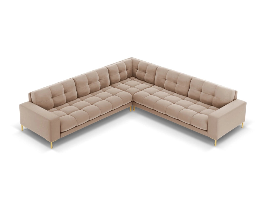 Cosmopolitan Design - Divano angolare reversibile "Bali" 6 posti in velluto beige 