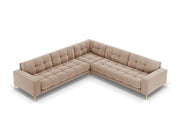 Cosmopolitan Design - Divano angolare reversibile "Bali" 6 posti in velluto beige 