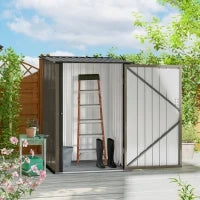 Casetta da Giardino Porta Attrezzi in Acciaio Galvanizzato e Porta, 100x103x160cm, Marrone