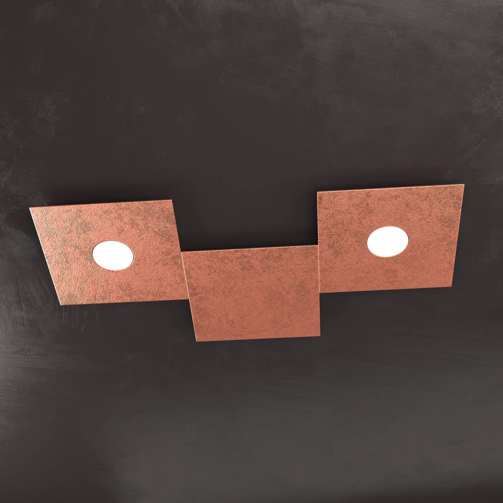 ECCENTRIC APPLIQUE-PLAFONIERA 2 LUCI + 1 DECORATIVO FOGLIA RAME 1156-2L1D-FR