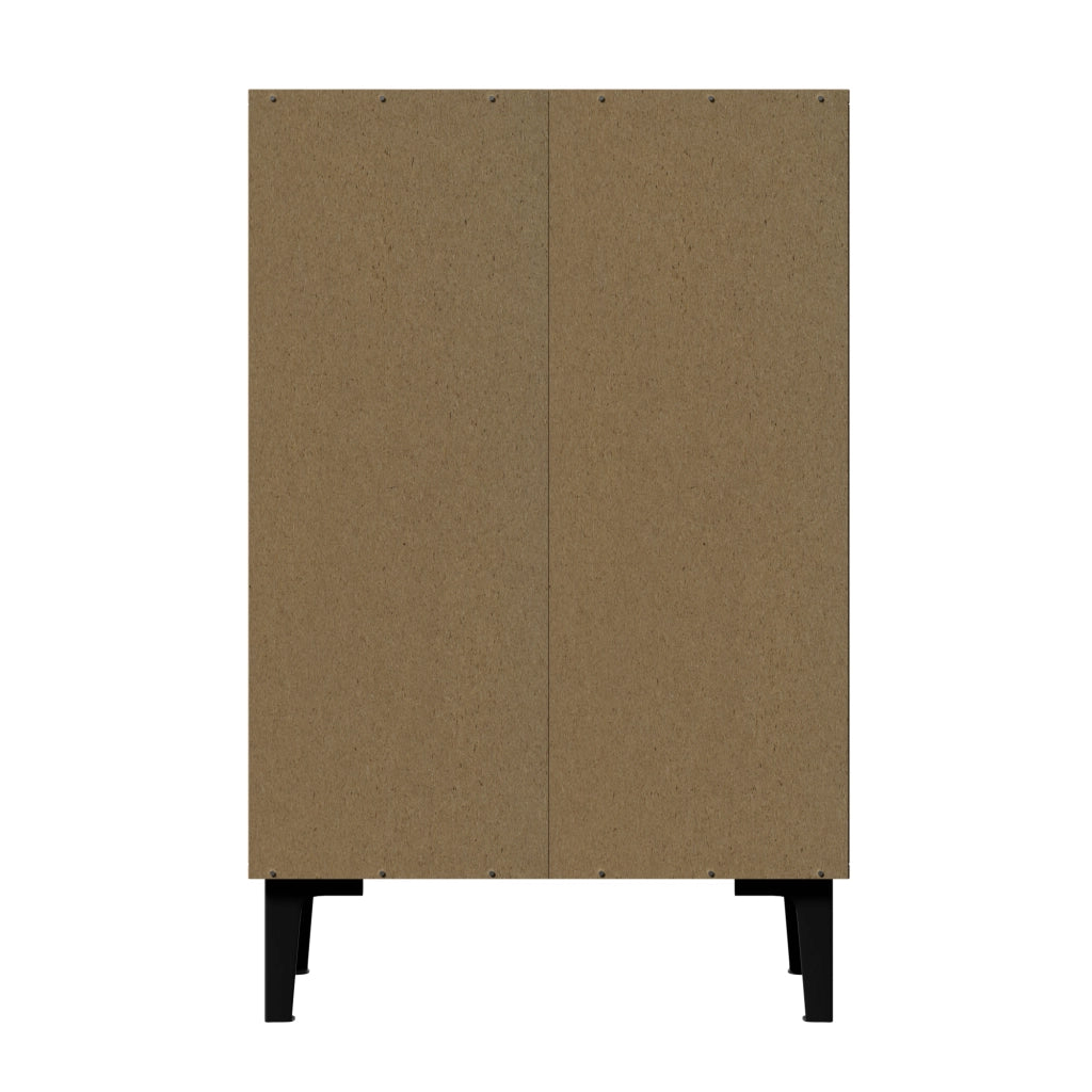 Mobile Scarpiera con 2 Ante e Ripiani; Gambe in Metallo Nero; Stile Moderno; Ingresso; in MDF; Naturale; 60×32×94 cm