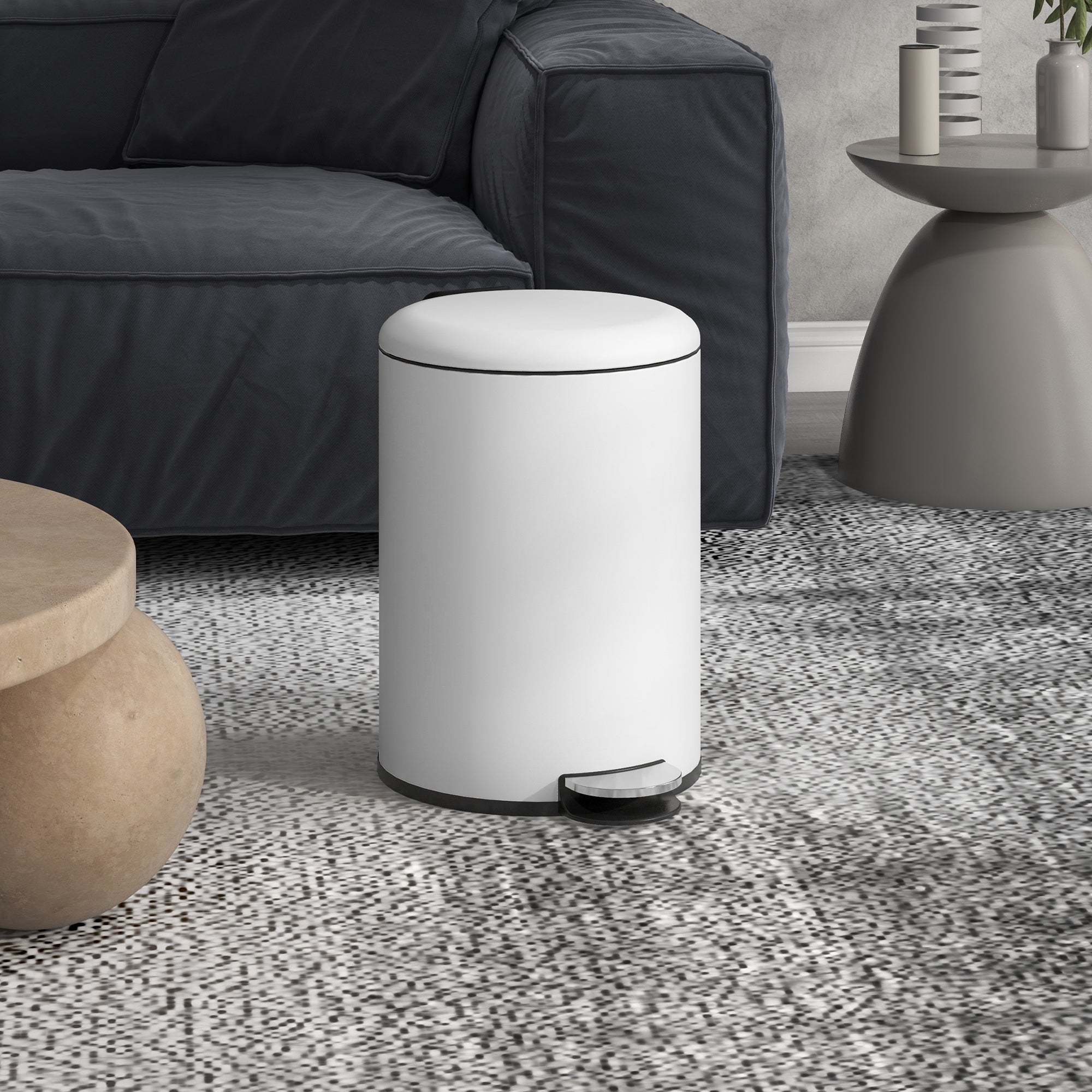 Pattumiera a Pedale 20 Litri 36x30x44,5 cm con Chiusura Silenziosa in Metallo e PP Crema