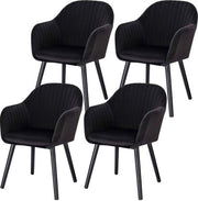 Set di 4 poltrone in velluto - costruzione robusta - esperienza di seduta morbida - con bracciolo - adatto a diversi ambienti - nero - 40x40x81 cm