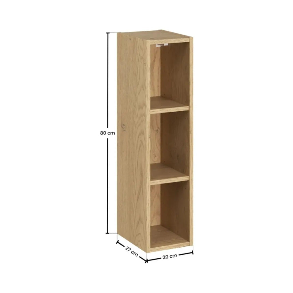 Mobile da parete OSTER 50cm – mobile sospeso verde salvia con 1 anta e 3 nicchie visibili in rovere chiaro