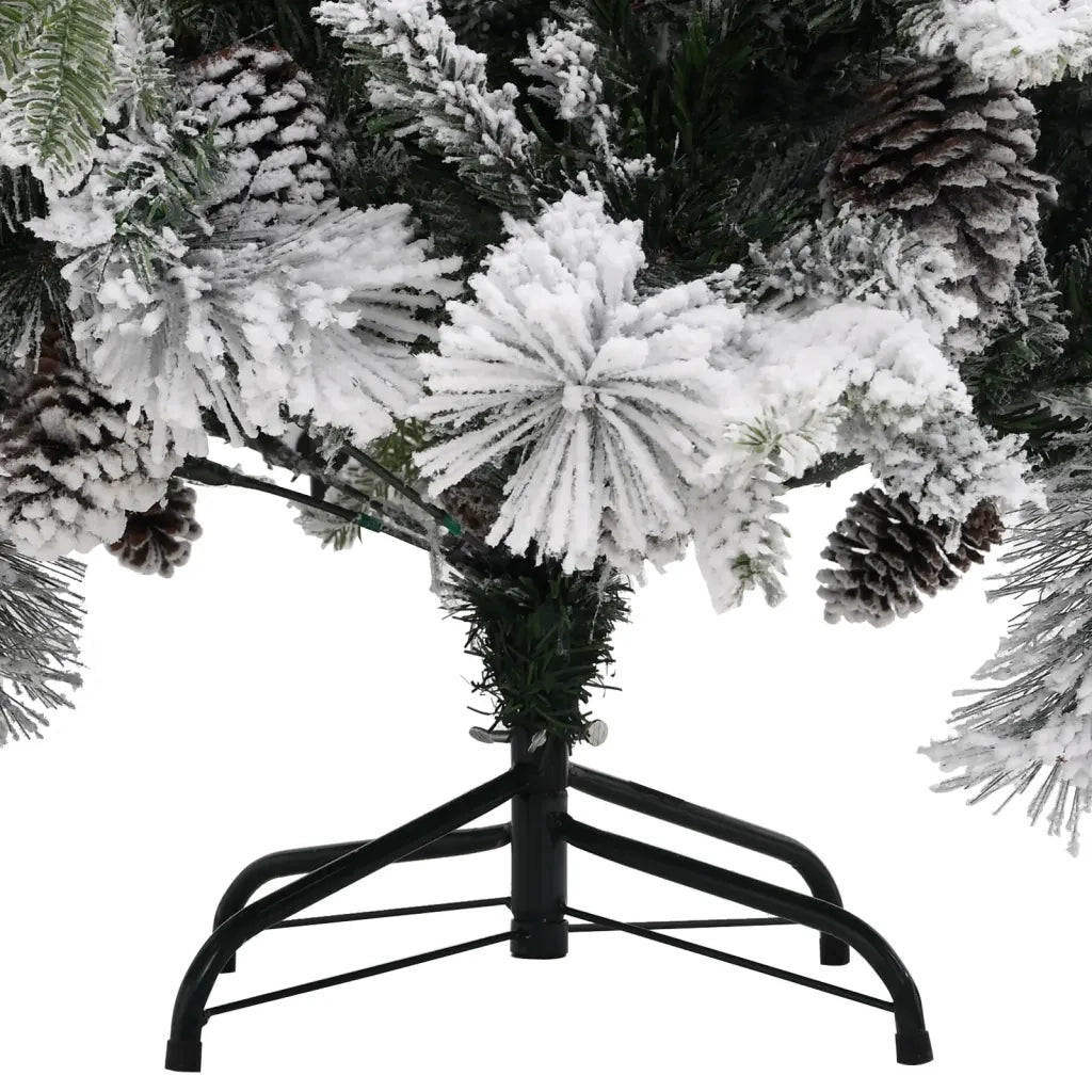 Albero di Natale con Neve Floccata e Pigne 150 cm in PVC e PE 340530