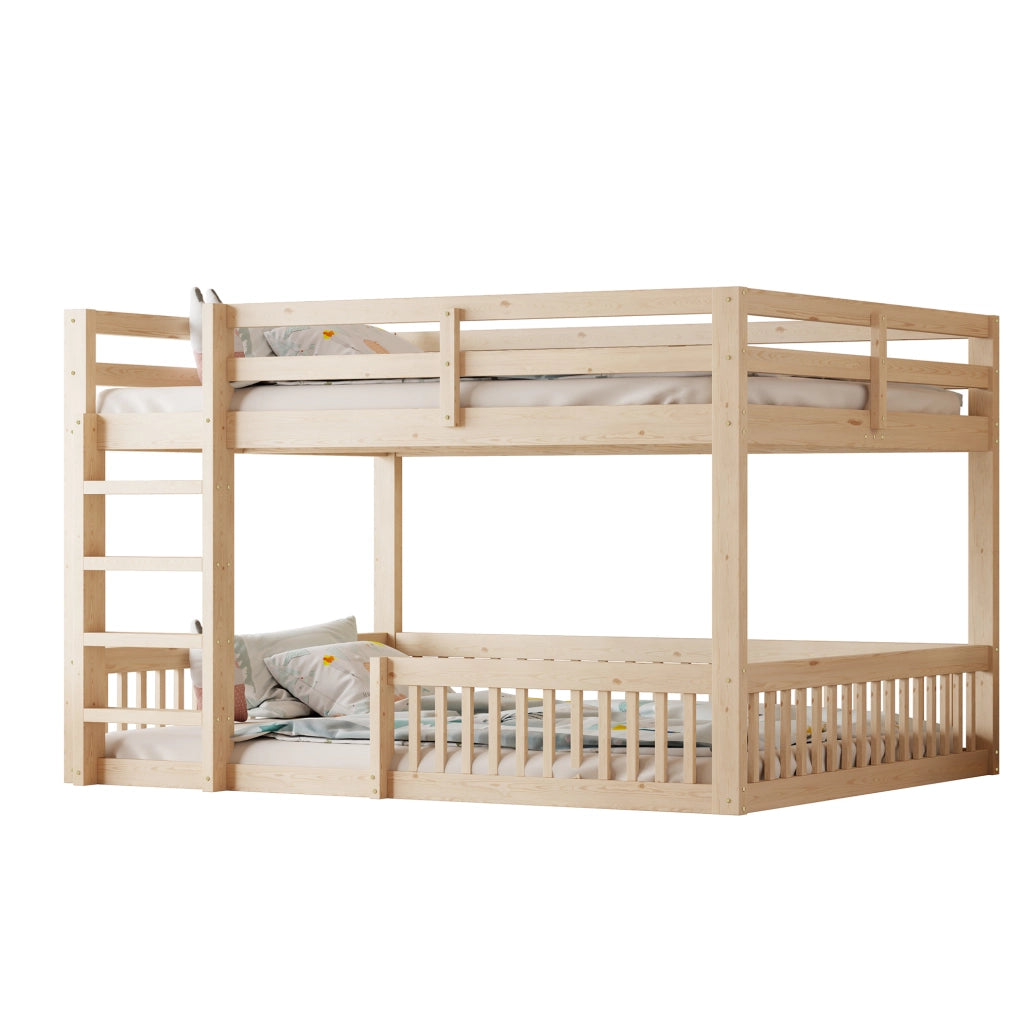 LETTO A CASTELLO 160x200 cm in Pino e MDF Naturale con Sponde