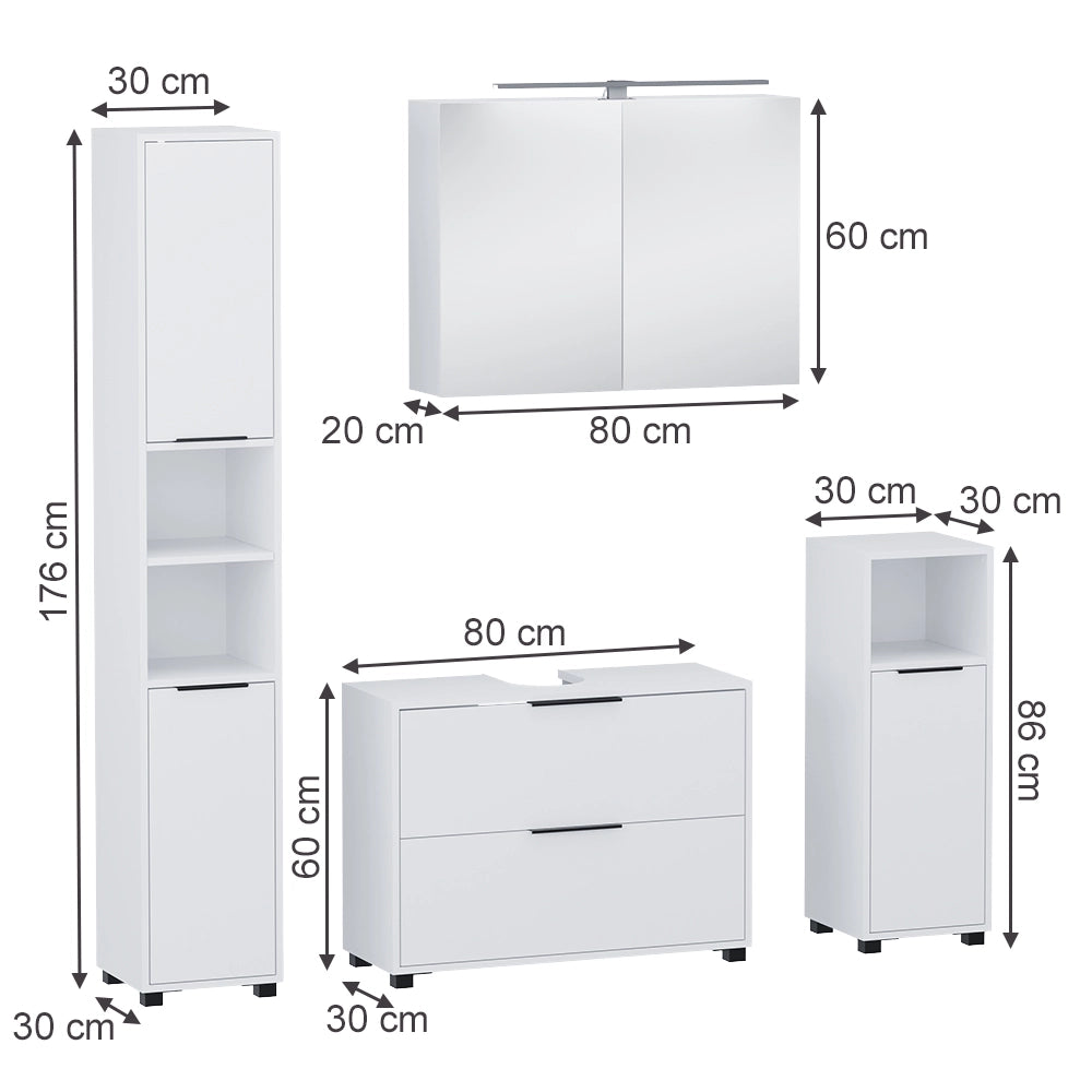 Vicco Set di mobili da bagno Bianco 4 parti