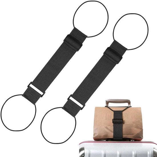 Cinture di trasporto elastiche regolabili - cinture di bagaglio robuste - 2 pezzi - nero