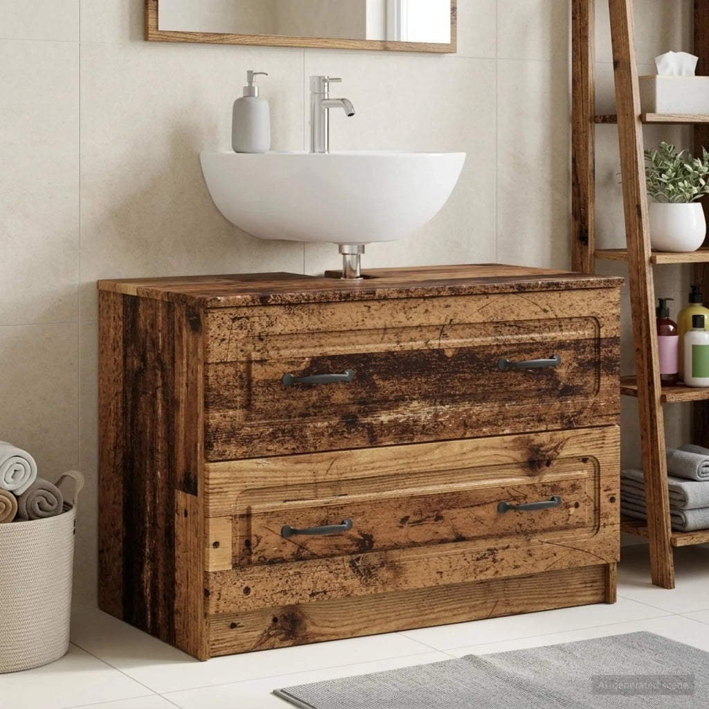 Armadio per Lavabo da Bagno UTRECHT Legno antico 897683