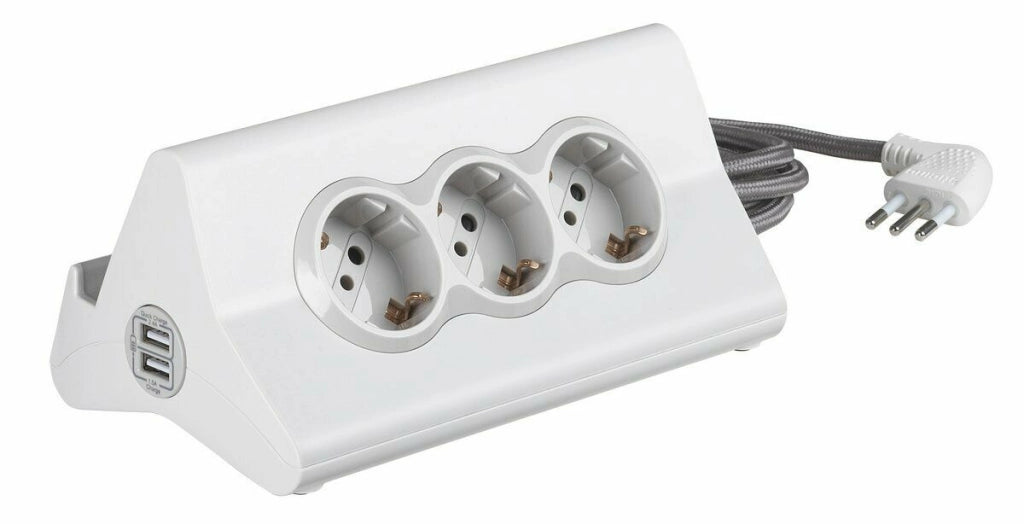 Multipresa Ciabatta elettrica Prese shuko Usb Interruttore Porta Tablet Bticino Colore: Bianco