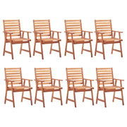 Sedie da Pranzo da Esterni con Cuscini 8 pz Massello di Acacia 3078393