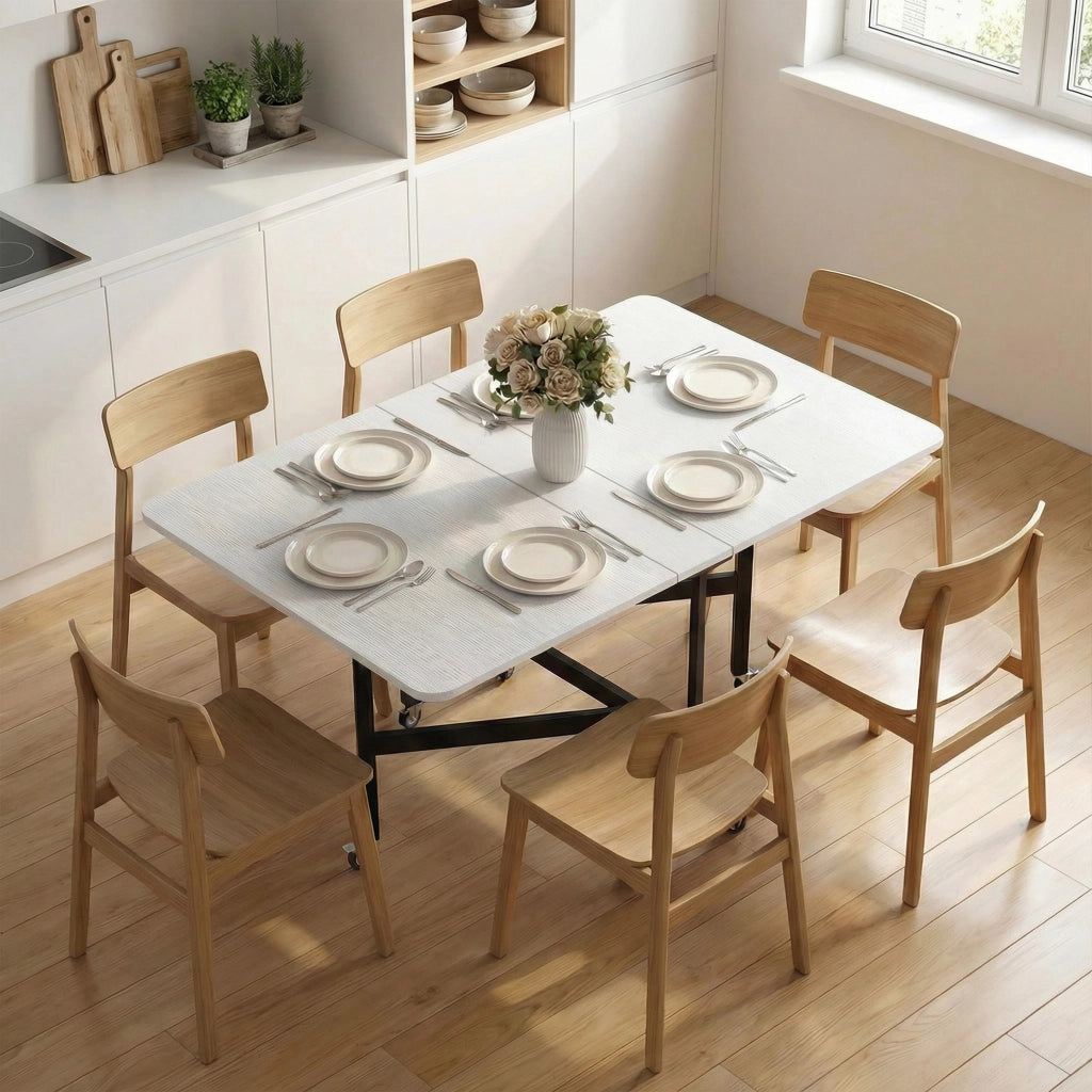 Tavolo Pieghevole Allungabile per 4-6 Persone ¨C Zephmum ¨C Bianco Legno 120x80x73 cm