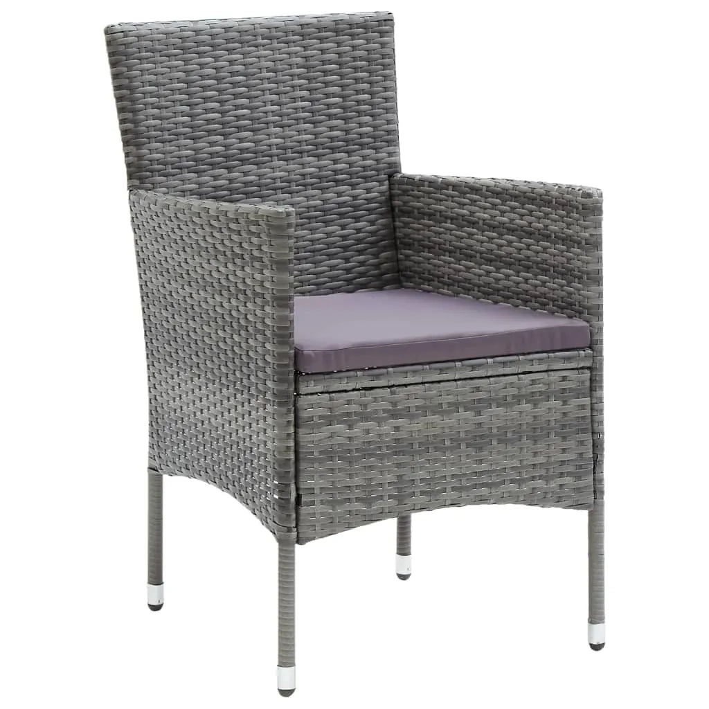Set da Pranzo da Giardino 7 pz con Cuscini in Polyrattan Grigio 3094983