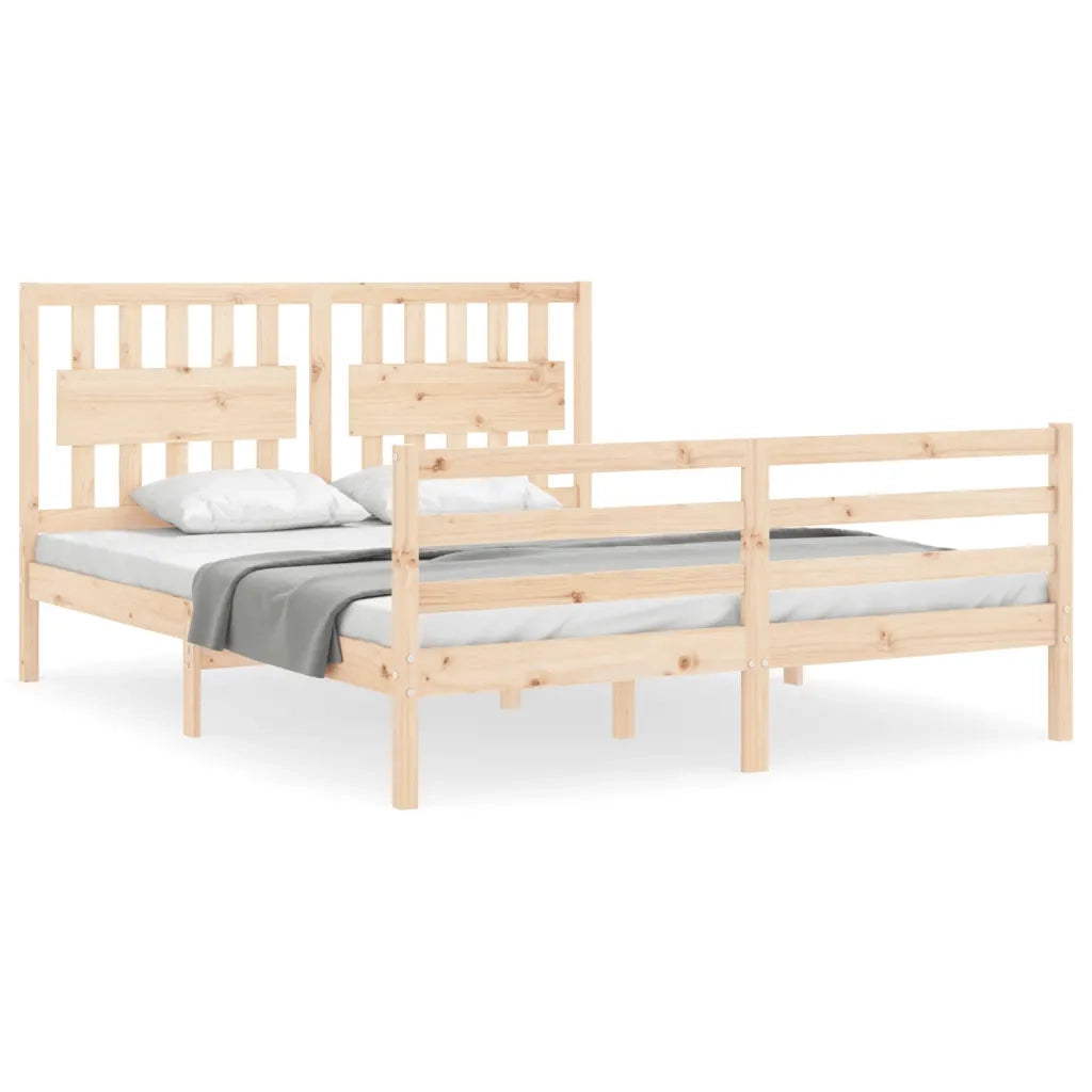 Giroletto con Testiera-Struttura Letto con testiera 160x200 cm in Legno Massello 995602