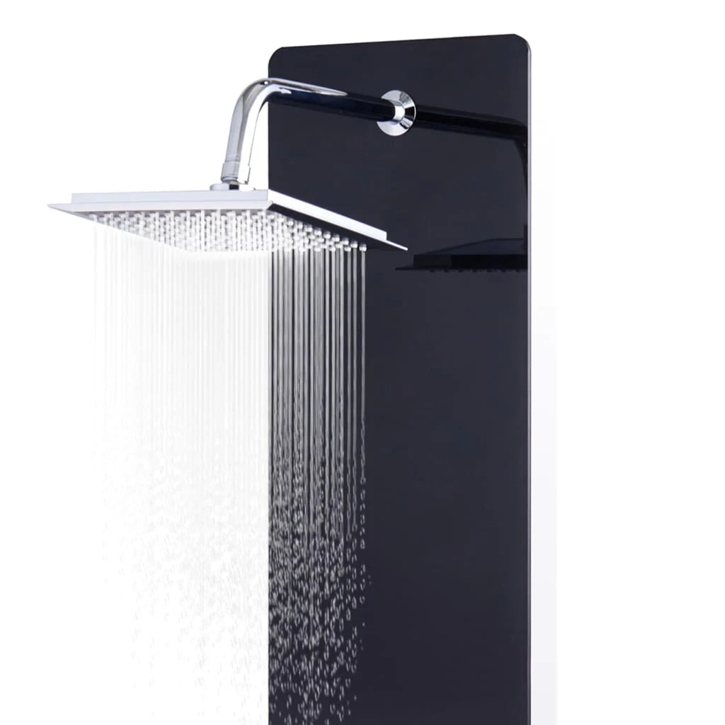 Pannello doccia con soffione rubinetto vetro acciaio inox 130 cm nero 02_0003435