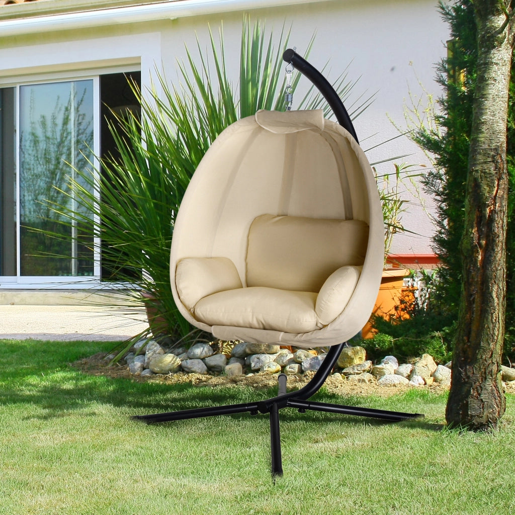 Poltrona dondolo a uovo con cuscino ¨C Zephmum ¨C Khaki 125x95x170 cm