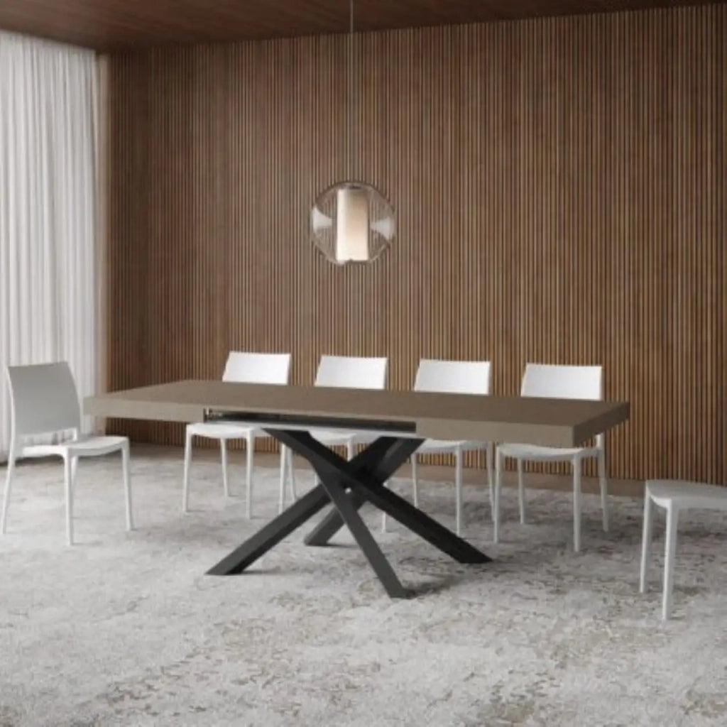 Tavolo allungabile 140/400x90 cm Volantis tortora gambe antracite