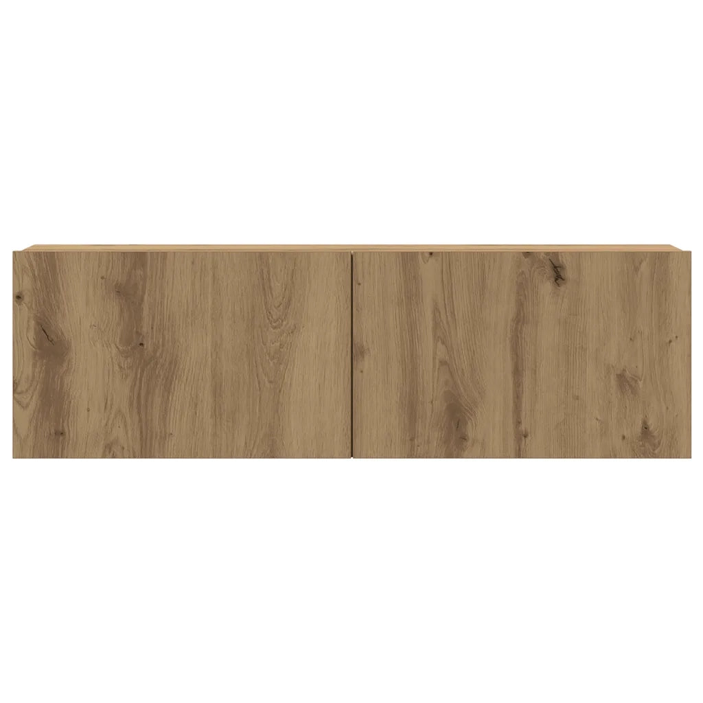Mobili TV a Parete 4 pz Rovere Artigianale in Legno Multistrato