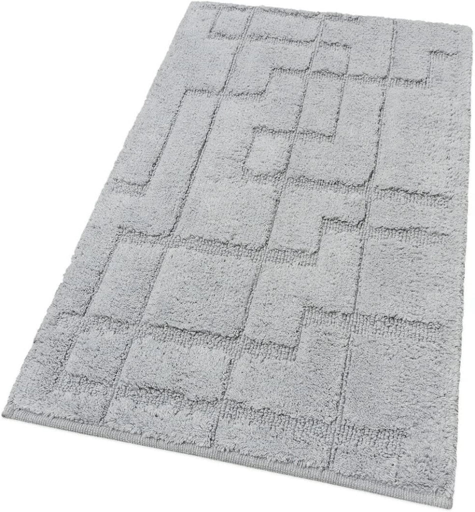 Tappeto Bagno Puro Cotone Morbido 3D Camera Sendiletto Elegante Lavabile Grigio 55x90 cm