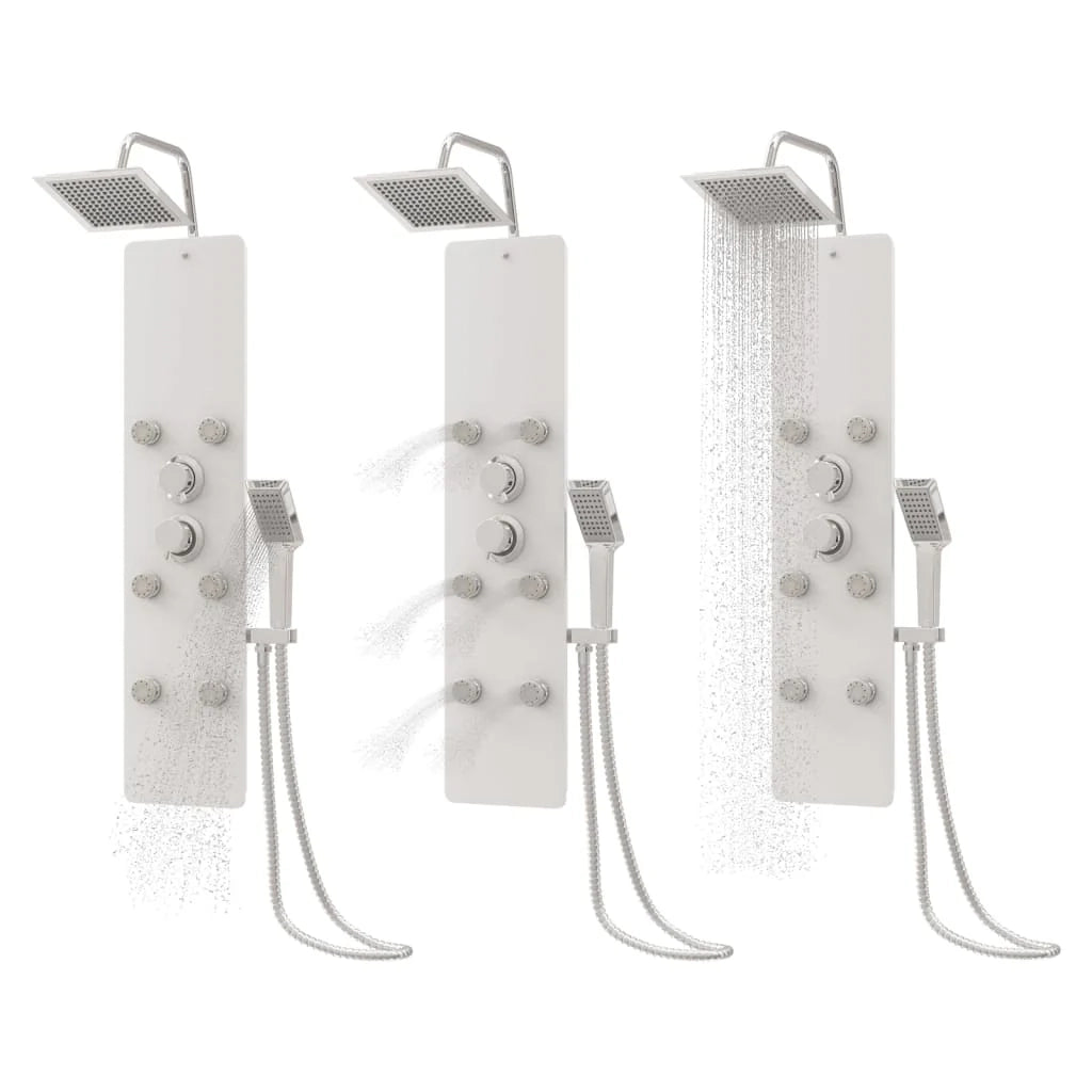 Pannello doccia soffione doccia vetro acciaio inox 130 cm bianco 02_0003436
