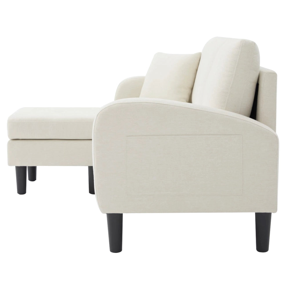 Divano Angolare con Chaise Longue 3 Posti ¨C MINIMAL ¨C Tessuto Cotone/Lino, Gambe in Plastica, 166x118x77 cm