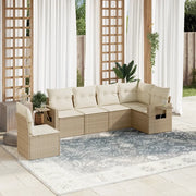 Set Divano da Giardino 6 pz con Cuscini Beige in Polyrattan 3220227