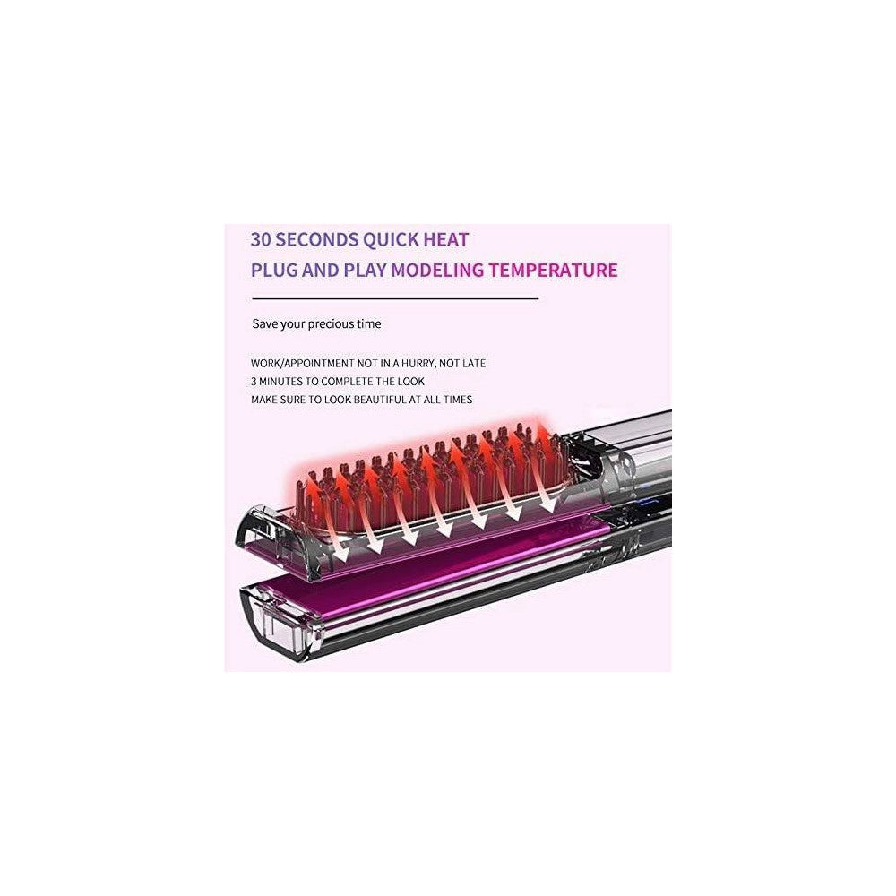 Trade Shop - Spazzola Lisciante 3 In 1 Per Fare Capelli Lisci E Mossi Piastra In Ceramica Ptc -