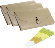 Set da 3 pezzi di organizzatore di coupon-valuta e conti, espandibile con etichetta, piccola cartella accordeon, portafoglio, organizzatore di documenti aziendali in plastica (kaki)