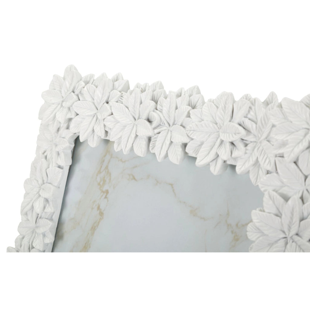 Cornice portafoto floreale con finitura bianca opaca